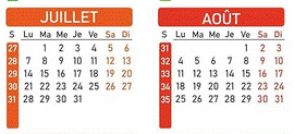 Calendrier juillet-août