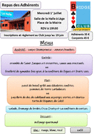 Repas du club le 1° juillet
