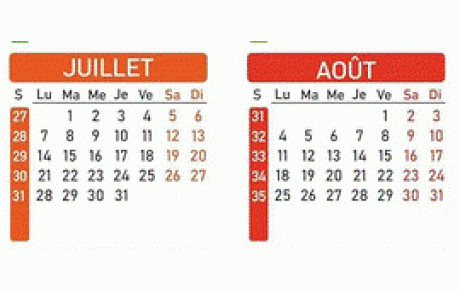 Calendrier juillet-août