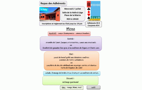 Repas du club le 1° juillet